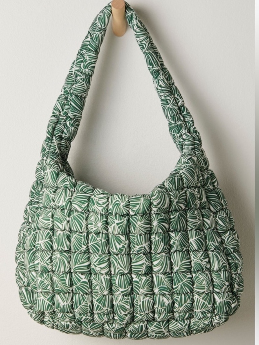 Free People Movement Quilted Carryall Bag Green Palm Print Puffer Tote - Picture 7 of 7